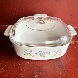 10-017B Pyrex Corning ware Casserole Dish With Glass Lid Blue Dusk Pattern